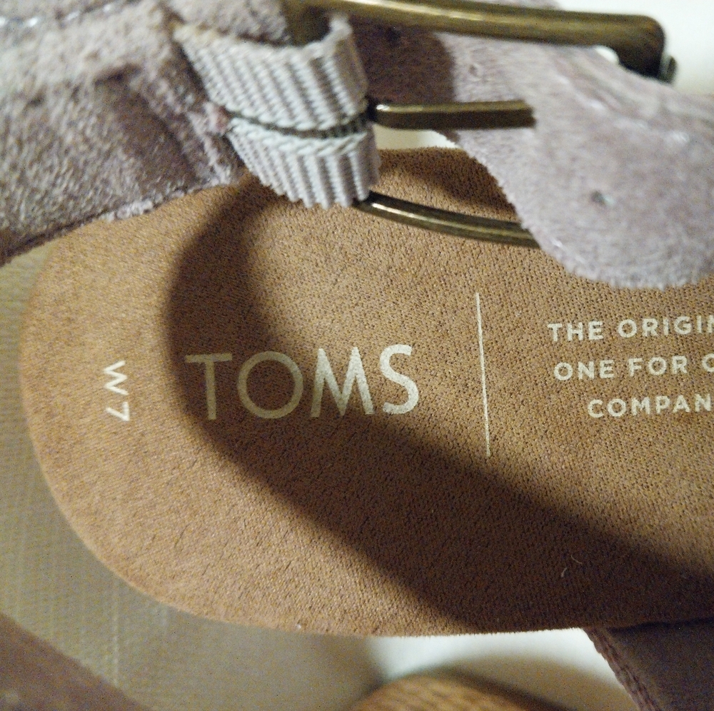 Toms Ibiza Lavender Canvas and Suede Block Heeled Low Platform Sandal - Picture 7 of 11